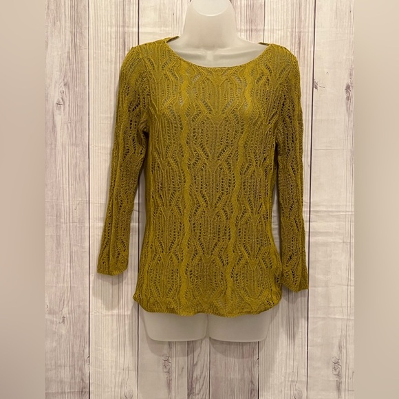 JONES STudio women macrame 3/4 sleeves top / size S - Picture 4 of 5